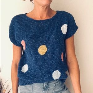 Vintage Blue Polka Dot Blouse